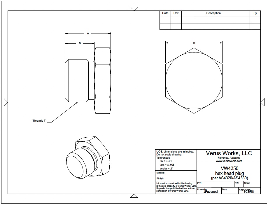 aerospace standard fitting AS4350 notional drawing